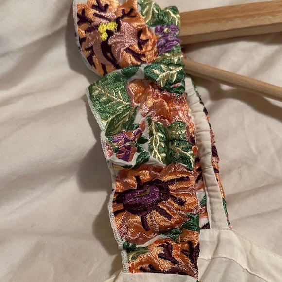 Anthropologie Tiny Marin Floral Ruffle Strap Blouse - Cream and Multicolor - Picture 9 of 11